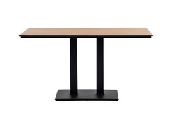 "Каффе" обеденный стол из HPL 140х70см, цвет "дуб", подстолье двойное черное