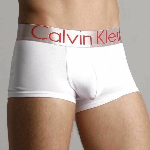 Мужские трусы белые с красными буквами Calvin Klein Boxer Steel White