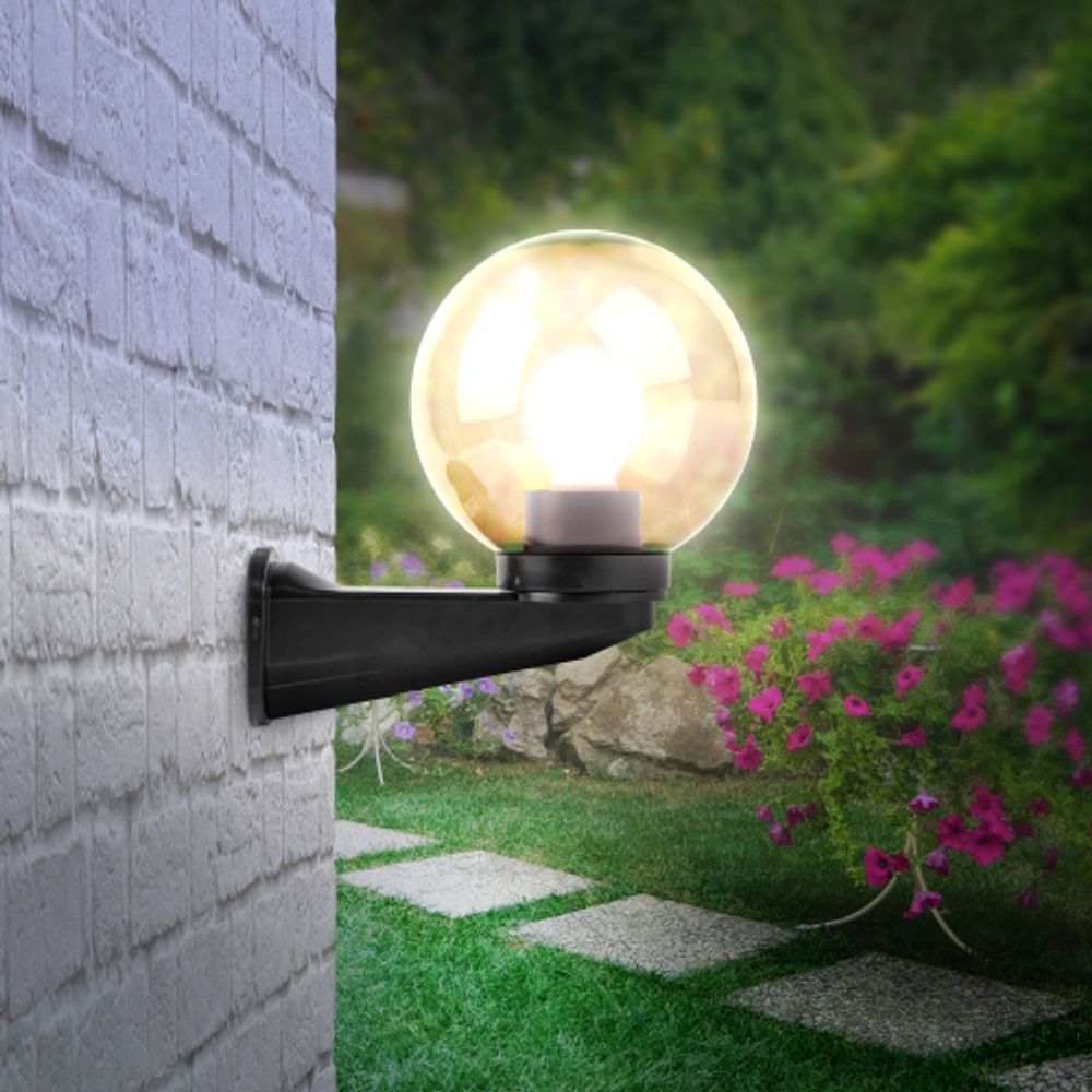 Садово-парковый светильник ЭРА НБУ 01-60-205 шар дымчатый настенный IP44 Е27 max60Вт d200mm