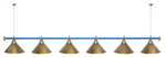 Лампа STARTBILLIARDS 6 пл. (плафоны зеленые,штанга зеленая,фурнитура золото)