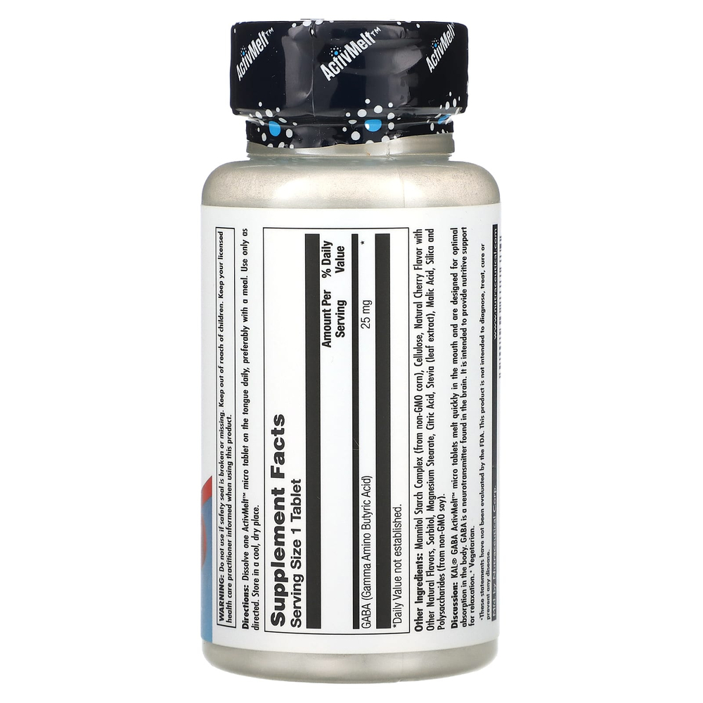 KAL, ГАМК, с вишневым вкусом, 25 мг, 120 микротаблеток