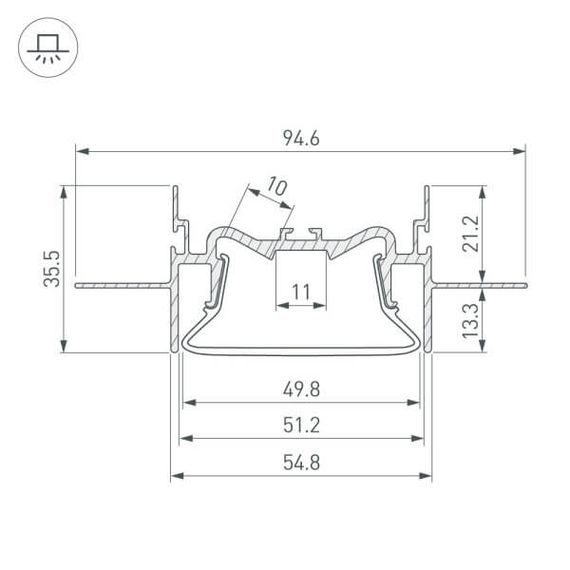 Профиль Arlight FOLED-50-CEIL-CENTER-2000 035769