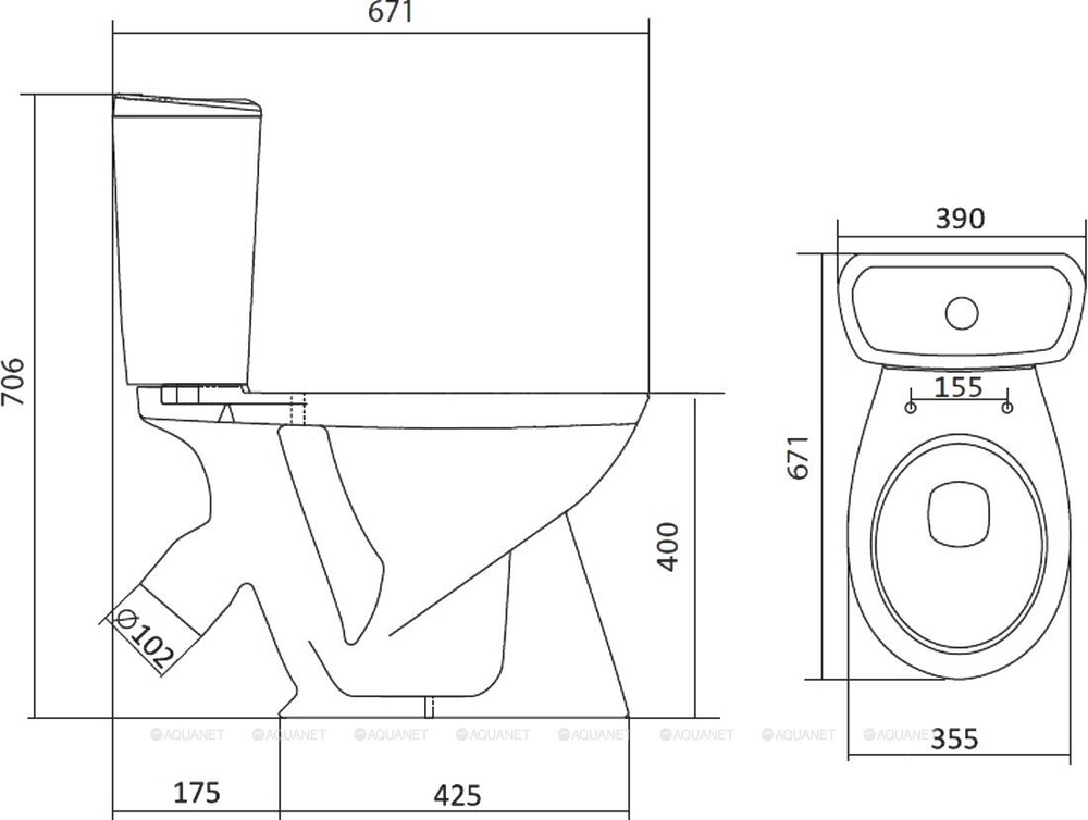 Унитаз-компакт Santek Бриз 1.WH30.2.138 2-режима(сиденье дюропласт)
