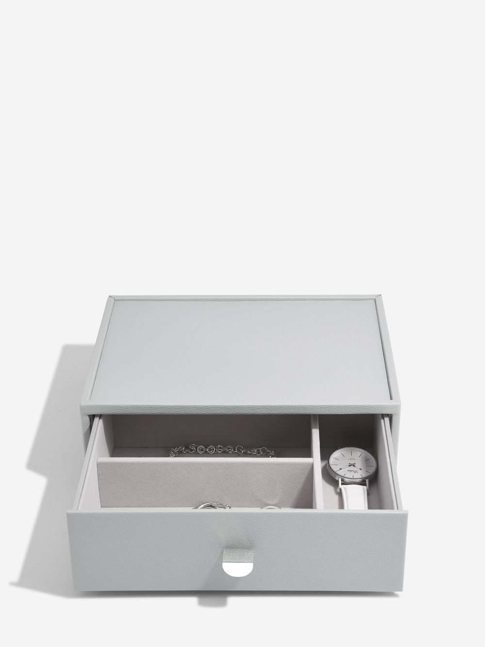 Органайзер для украшений и часов со стеклянной крышкой Stackers Classic Jewellery Box, 3 секции - White Pebble
