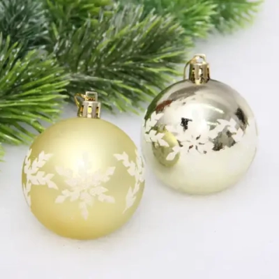 Новогодние шары «Снежный шарм» 6 см (набор 6 шт), Золото