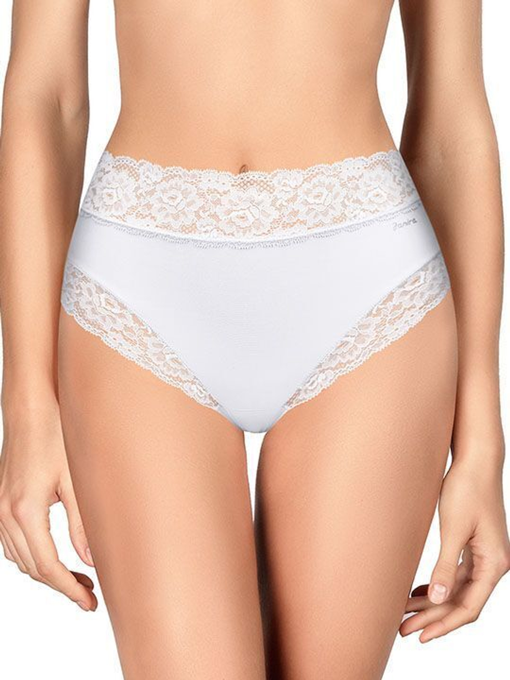 Высокие трусики-слипы с широкой кружевной оторочкой Dolce Micro (Размер: XL) (Цвет: телесный)