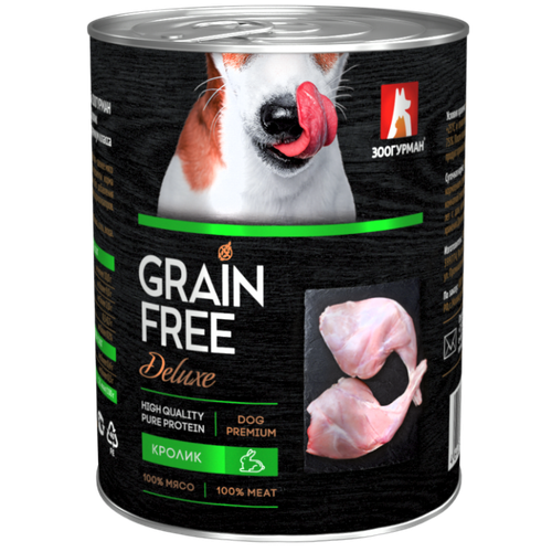 Зоогурман Grain Free Консервы беззерновые для взрослых собак с кроликом, 350 г.