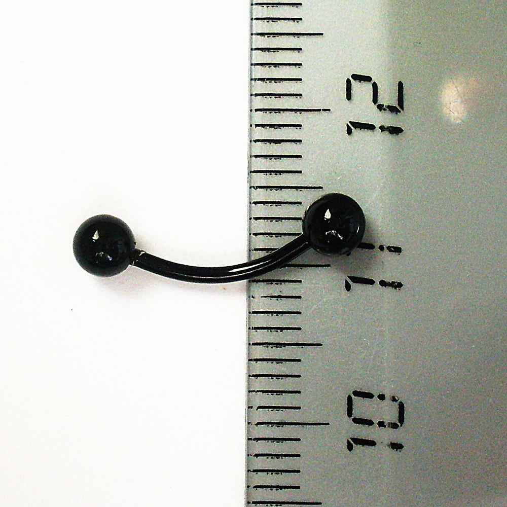 Серьги для пирсинга брови. Микробанан 10 мм с шариками 4 мм, толщина 1,2 мм. Медицинская сталь, титановое покрытие. 1 шт