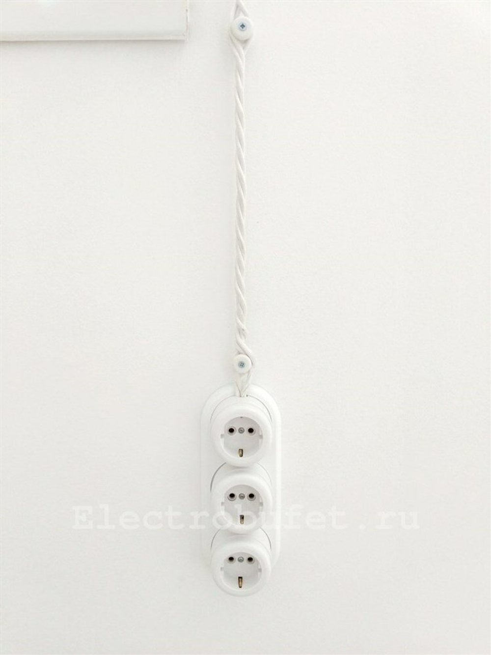 Выключатель ретро пластиковый Белый 1-клавишный, Interior Electric / 1 Группа света, проходной