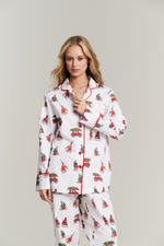 Костюм двойка из сатина с зайками - размер S-M