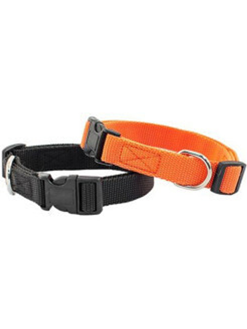 Ошейник капроновый для кошек и собак цветной черный плотный 20 мм обхват шеи 31-45 см.