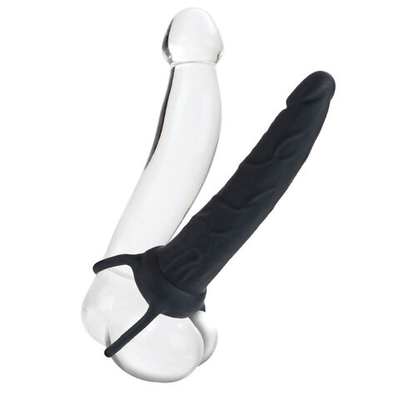 Насадка на пенис Silicone Love Rider Dual Penetrator для двойного проникновения - 14 см. (Цвет: черный)
