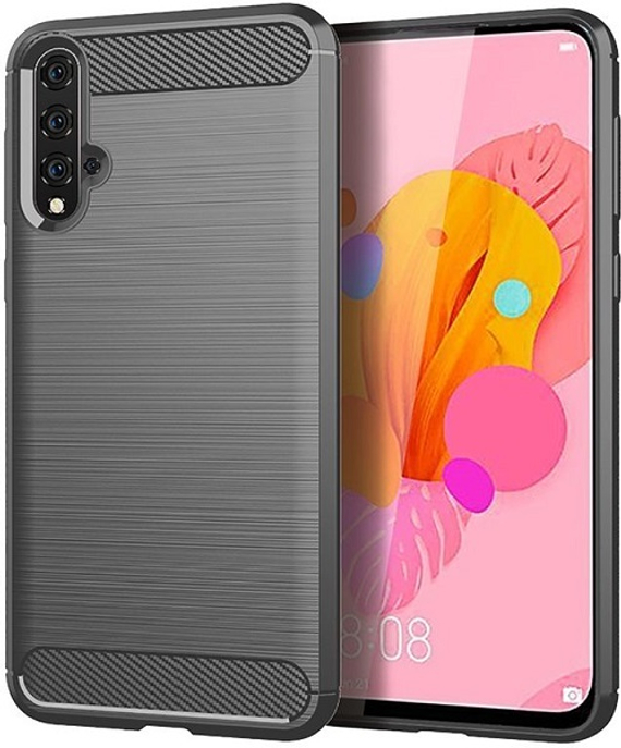 Чехол для Huawei Nova 5 (Nova 5 Pro) цвет Gray (серый), серия Carbon от Caseport