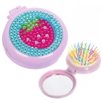 Расческа массажная детская складная «КАРАМЕЛЬ», клубника, цвет сиреневый, d-6см (пакет с подвесом)
