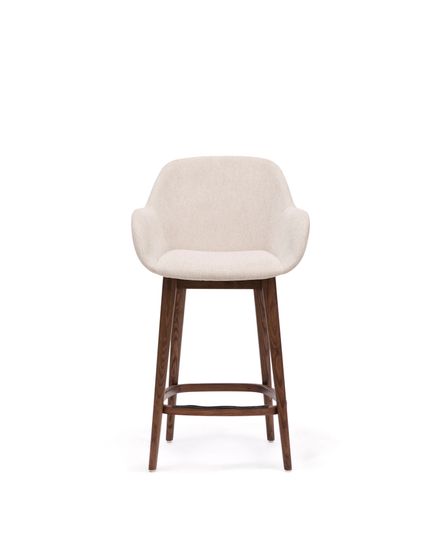 Полубарный стул Konna бежевого цвета с ножками из массива ясеня в темной отделке, 65 см Испания 