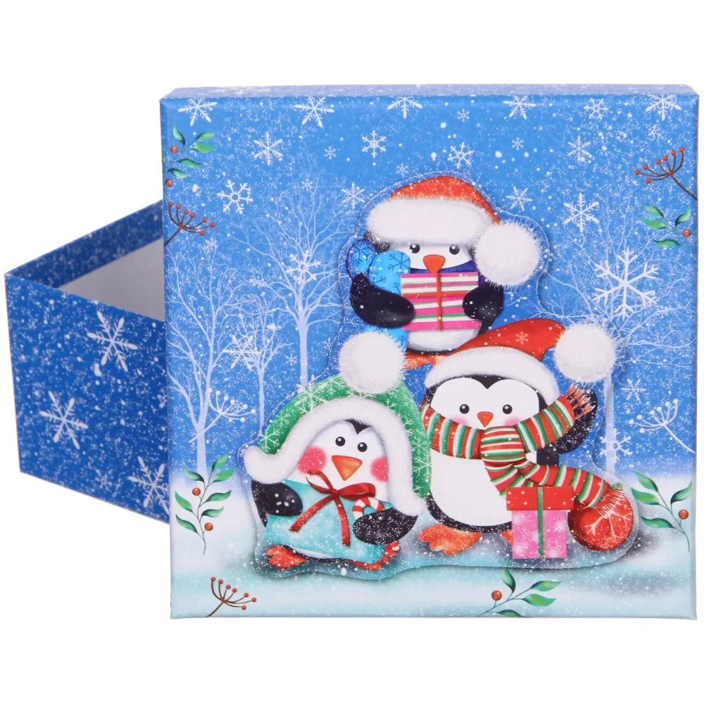 Коробка подарочная «Веселые пингвинята» 15,5*15,5*7,5 см