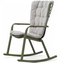 Уличное кресло-качалка Folio агава с серой подушкой