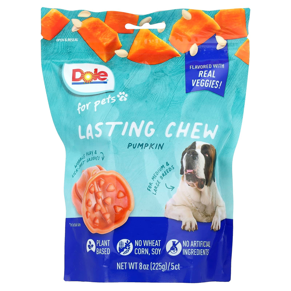 Dole for Pets, Lasting Chew, для средних и крупных пород, тыква, 5 жевательных таблеток, 225 г (8 унций)