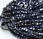 БВН008ДС3 Хрустальные бусины квадратные, цвет: черный AB непрозрачный, 3 мм, кол-во: 63-65 шт.