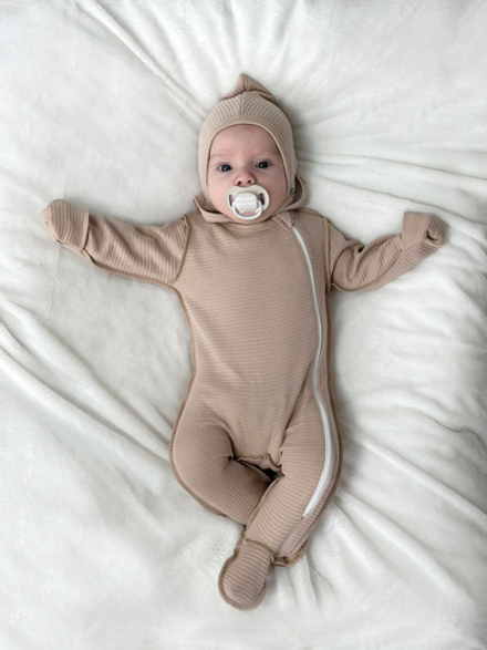 Комбинезон швы наружу на молнии Вафля Светлый кофе RinaAmari