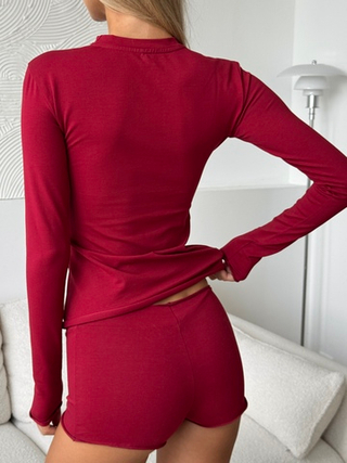 Лонгслив облегающий красный