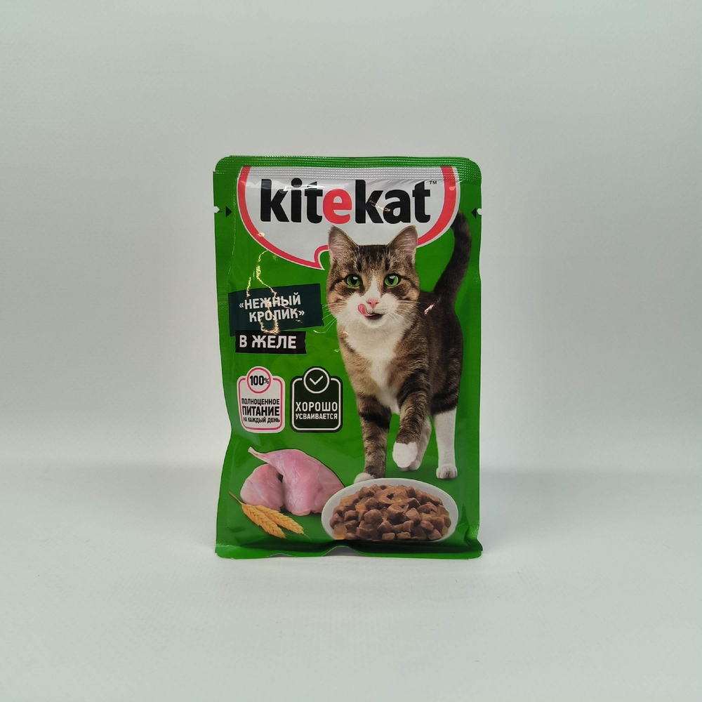 Нежный кролик влажный корм для взрослых кошек, KiteKat 85г