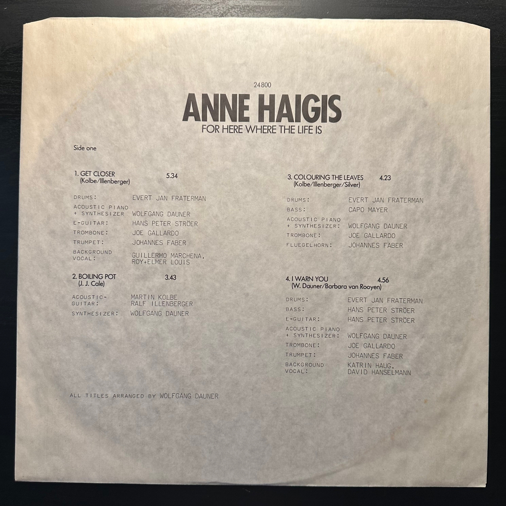 Anne Haigis - For Here Where The Life Is (Германия 1981г.)