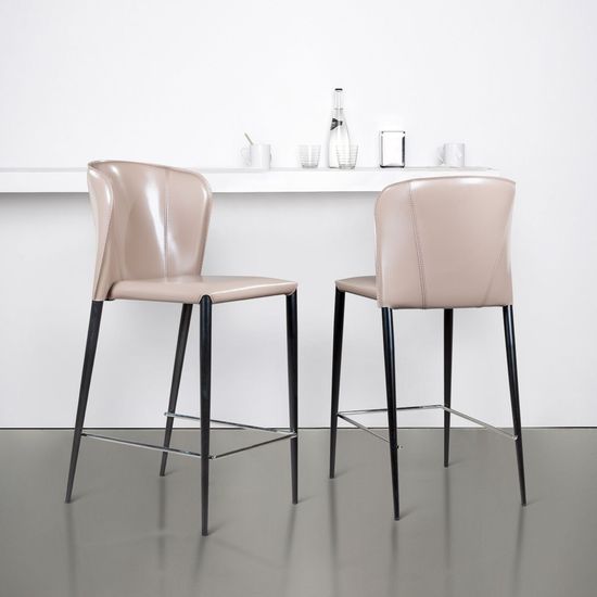 Стул полубарный Albert, кожа капучино