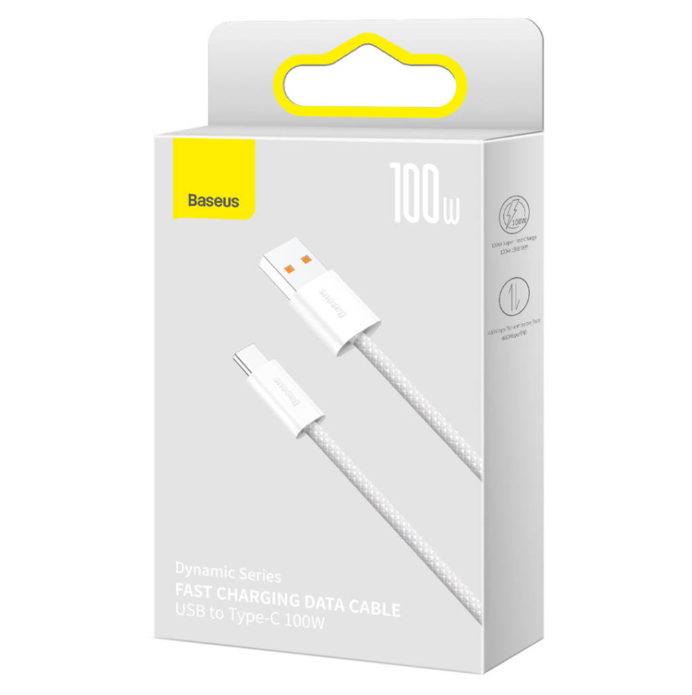 Кабель Baseus USB Type-C 1M 100W Dynamic Series Fast Charging White (CALD000602)