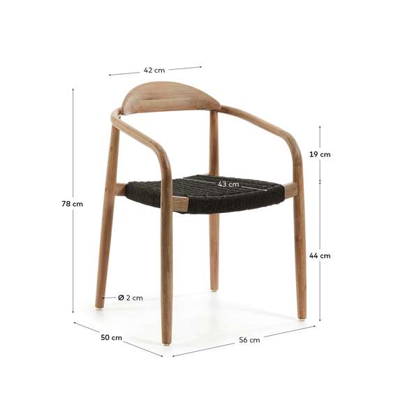Стул Glynis массив эвкалипта с черным сиденьем