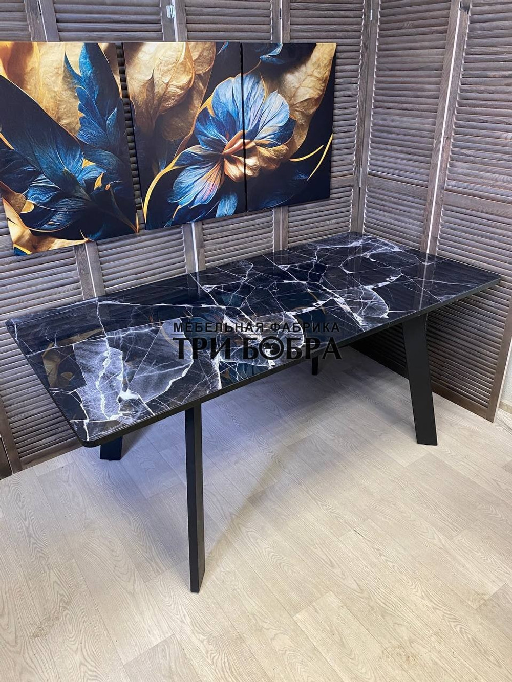 Кухонный раздвижной стол "Гранд", чёрный мрамор