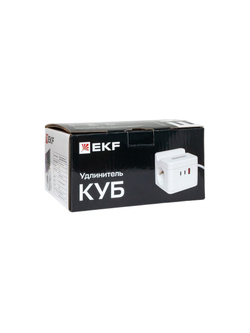 Удлинитель "Куб" 2х1.3м USB + 2Type C с быстрой зарядкой подставкой под телефон и ночником 1кв.мм EKF UBA-CUB-2-FC