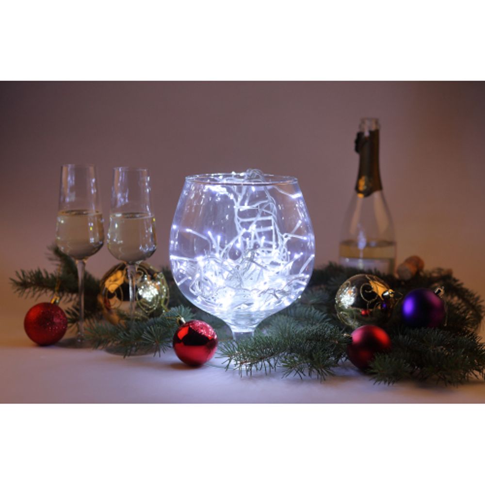 Светодиодная новогодняя гирлянда ЭРА ENIN - WC мишура 3,9 м белый провод холодный свет | Гирлянды