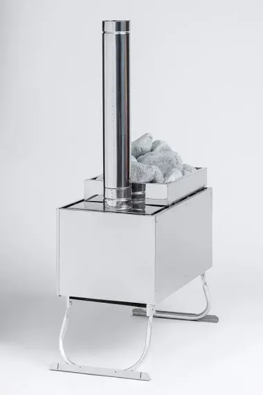 Печь камин ИНВЕНТ средняя нерж 0,8мм со стационарными экранами + короб для камней в сумке 37593