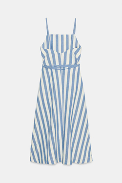 ZARA ПЛАТЬЕ МИДИ В ПОЛОСКУ — ZW COLLECTION, СИНИЙ/БЕЛЫЙ