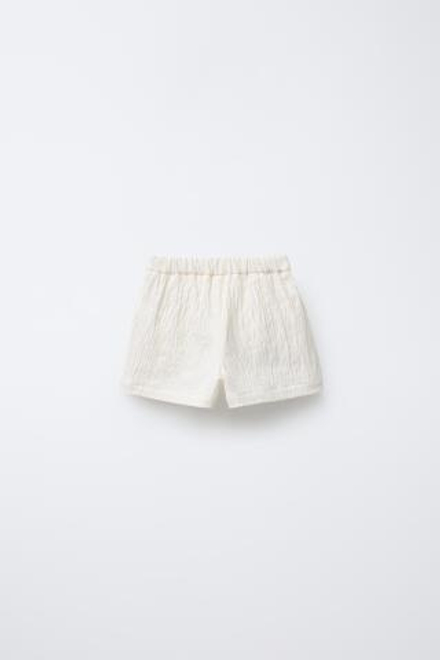ZARA ЮБКА-ШОРТЫ C ЗАПАХОМ ИЗ РЕЛЬЕФНОЙ ТКАНИ, ЭКРЮ