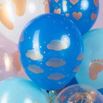 Шар (12''/30 см) Новорожденный (сердца и облака), Ассорти, кристалл, 5 ст, 25 шт.