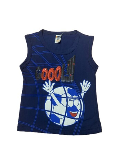 Майка на мальчика произ-во Турция из 100% хлопка синяя с пайетками на рост 80,86,92 см