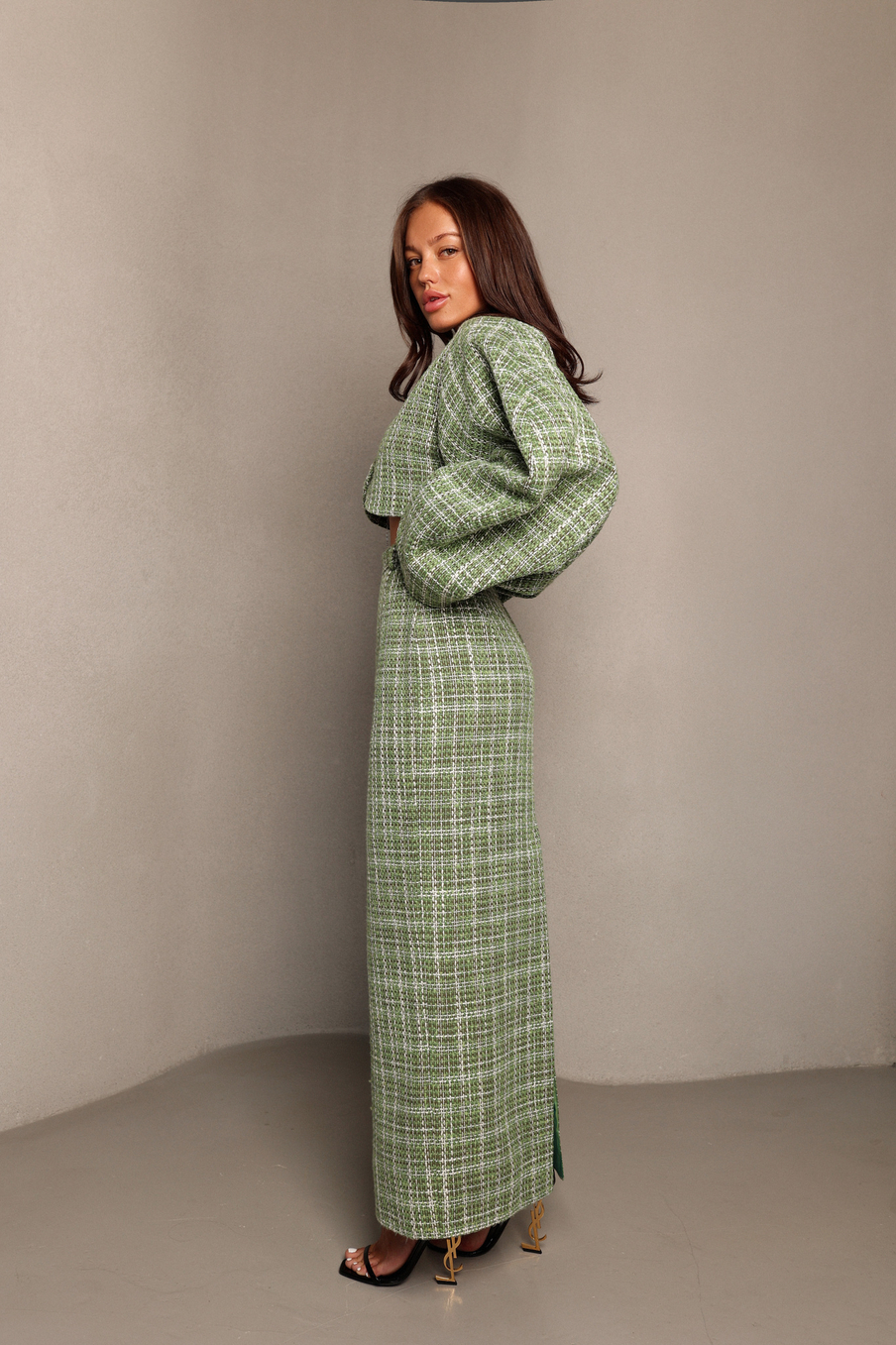 Жакет из твида О-силуэта