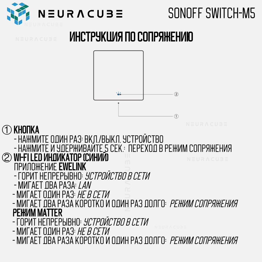 Умный WiFi (Matter) выключатель Sonoff M5 86W (Работает с Яндекс Алисой)