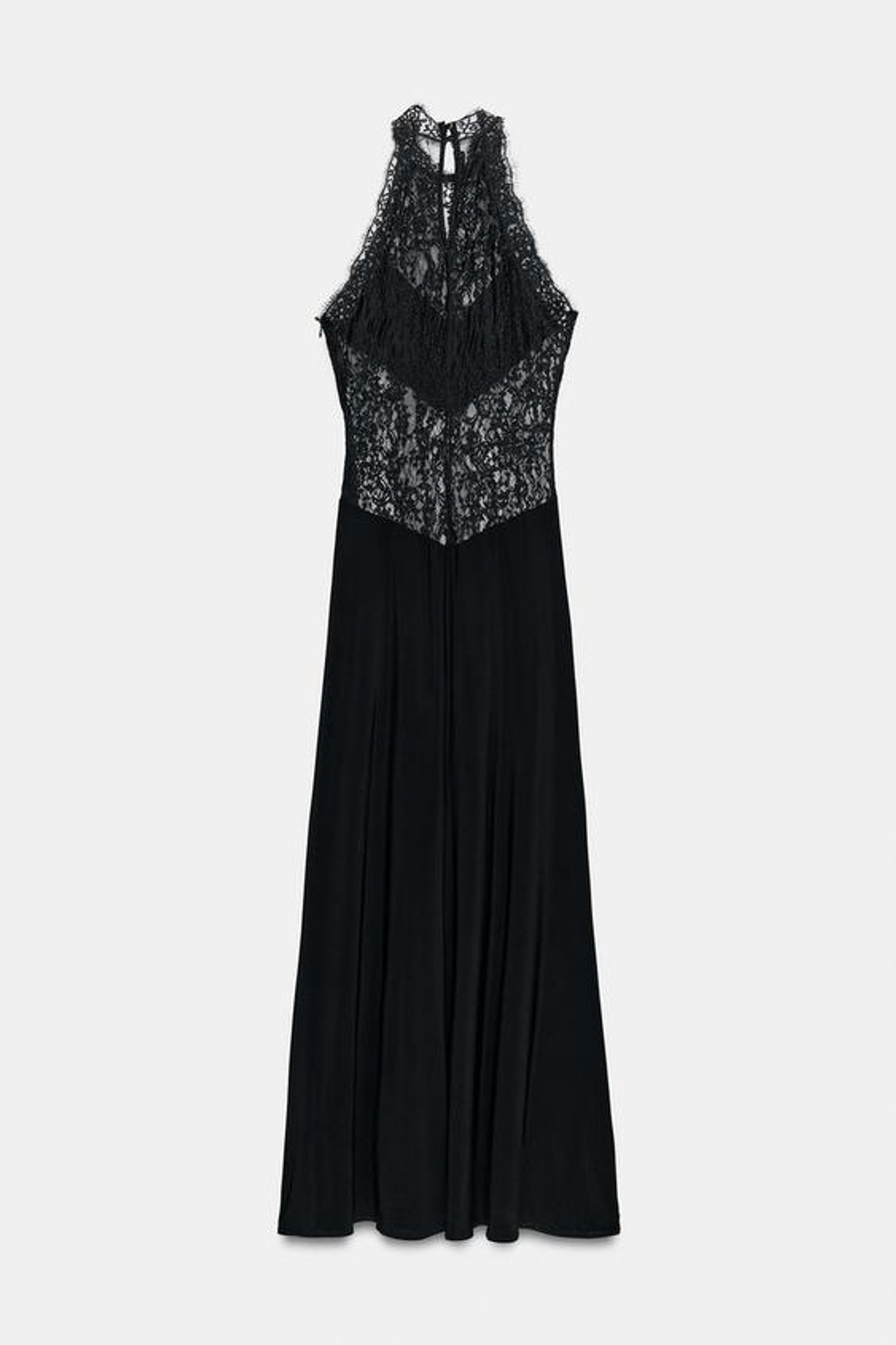 ZARA КРУЖЕВНОЕ ПЛАТЬЕ В БЕЛЬЕВОМ СТИЛЕ, ЧЕРНЫЙ