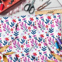 Ткань бязь розовое полевые цветы на бежевом фоне