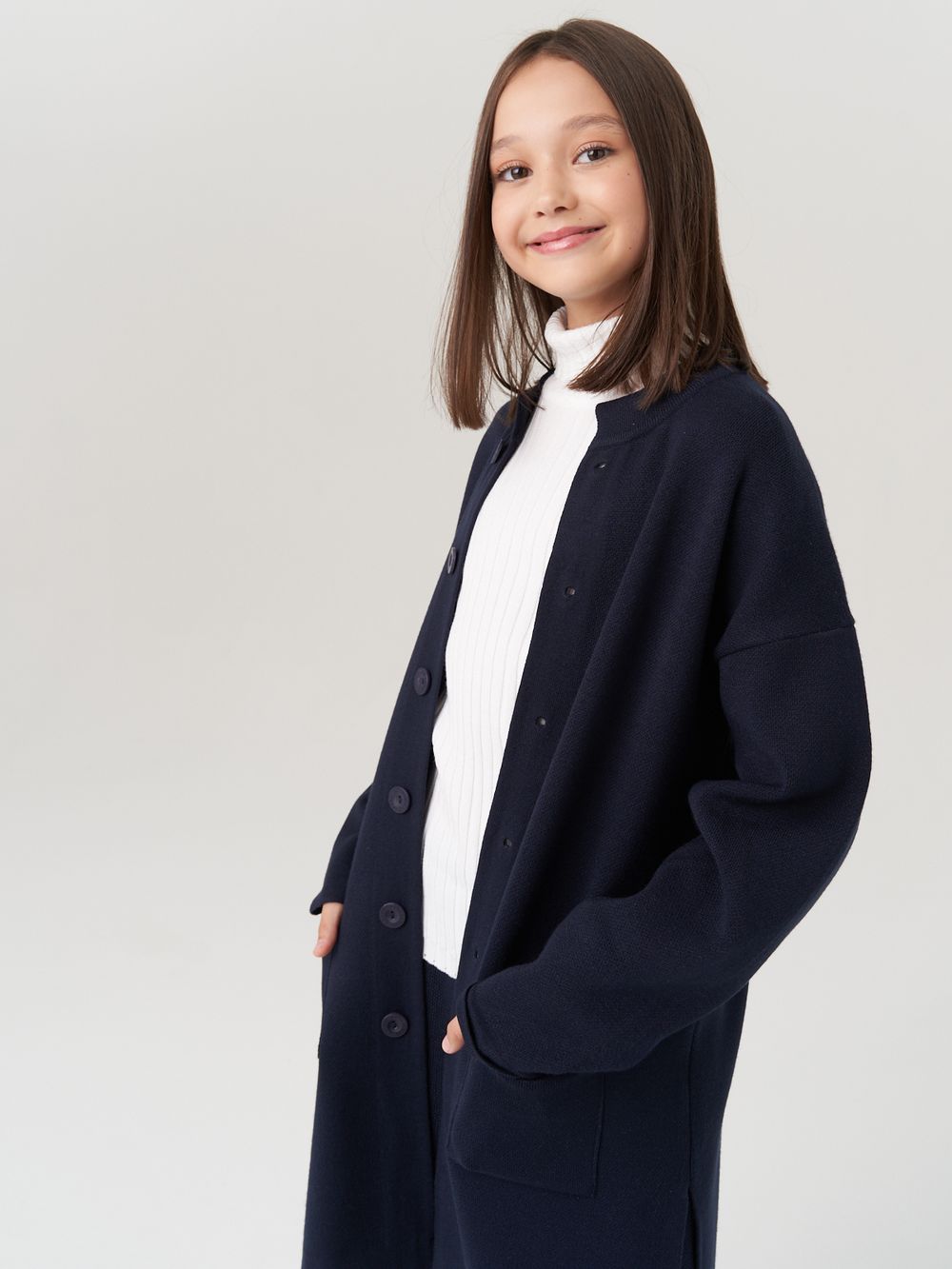 Кардиган для девочки в школу AT990 синий