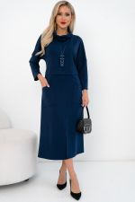 Платье трикотажное с разрезом (синий) Р11-2008/2 Nikol (Акция)