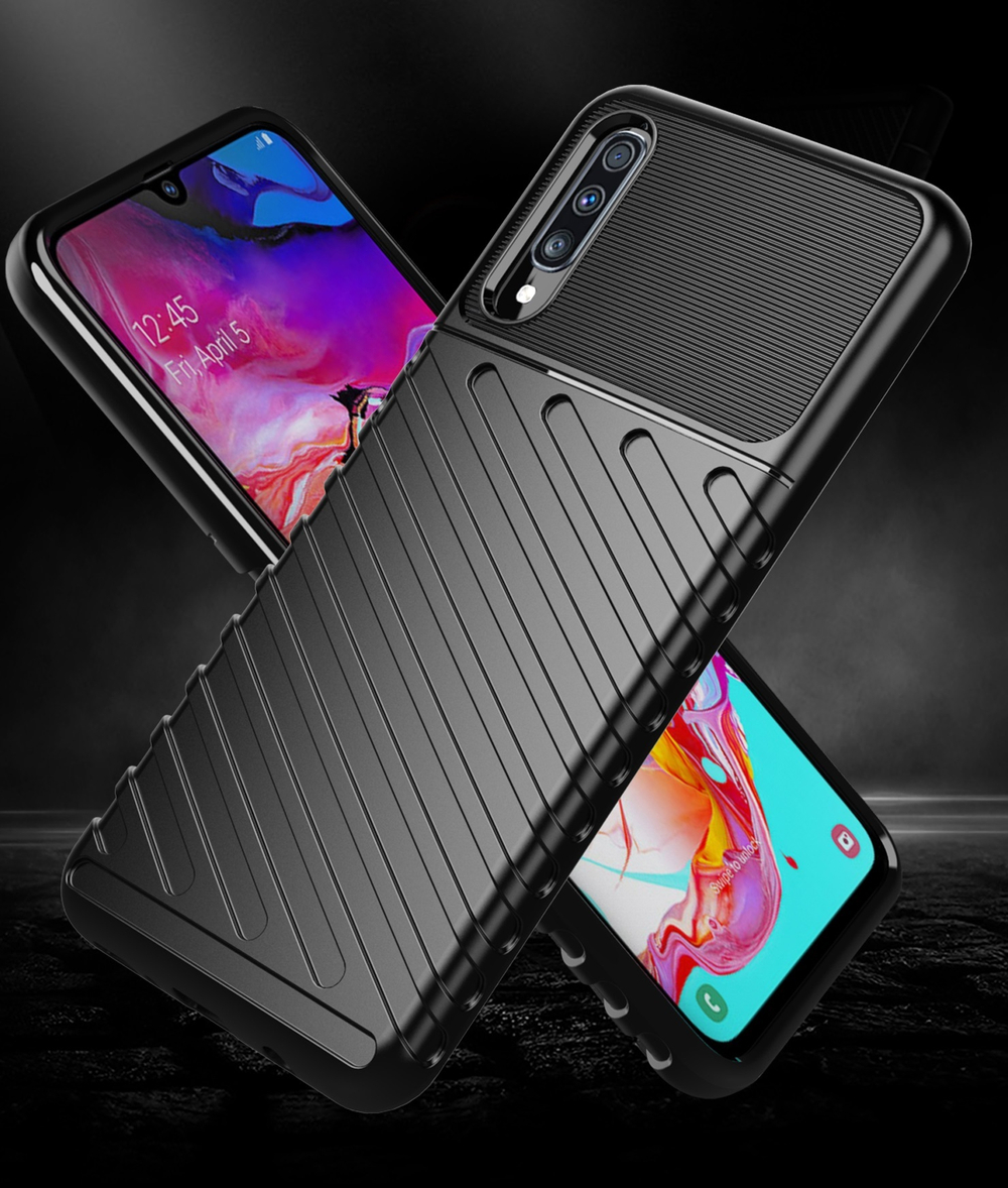 Чехол для Samsung Galaxy A70 (Galaxy A70S) цвет Black (черный), серия Onyx от Caseport