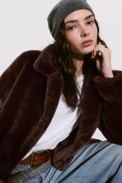 PULL&BEAR Шуба из искусственного меха, коричневый