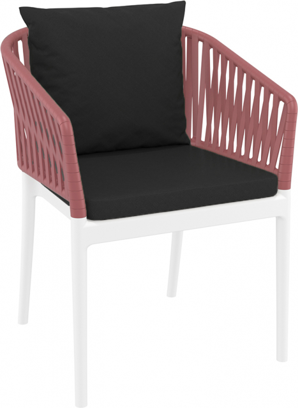 Кресло пластиковое с подушками Siesta Contract Portofino, белый, марсала, черный