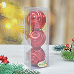 Шар новогодний 3шт 6см "Сказочное сияние", красный