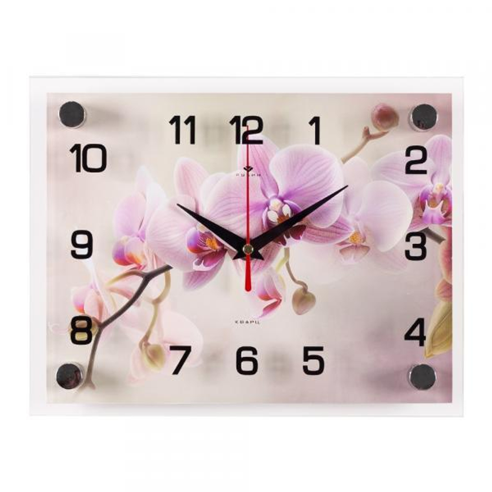2026-047 (10) Часы настенные "Орхидея на бежевом" Рубин