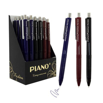 Ручка масляная автомат. 0.5мм. "Офис" синяя, корпус ассорти (PIANO) (Комплект 24шт.)